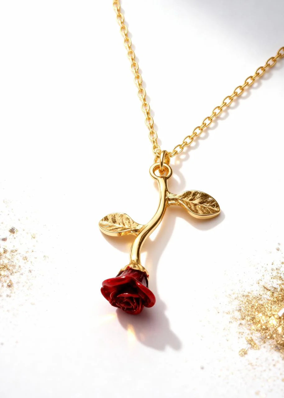 Falling Rose Pendant "Adjustable Chain