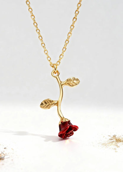 Falling Rose Pendant "Adjustable Chain